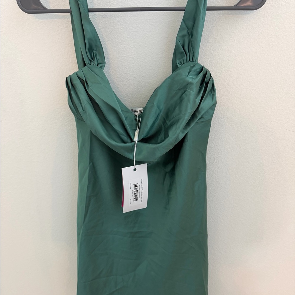 Beginning Boutique - Zoella Green Off the Shoulder Mini Dress - Size US 4